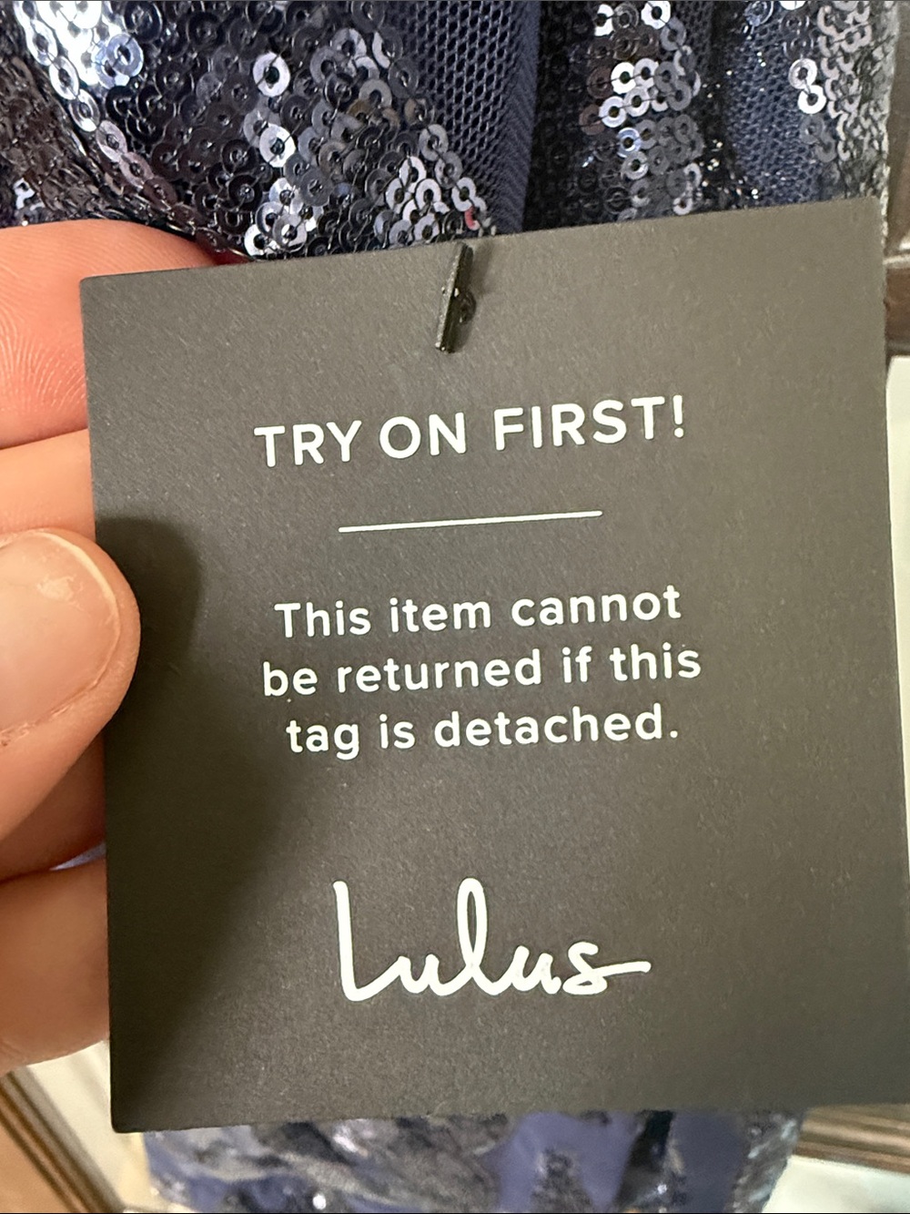 NWT - Lulu's Small Navy Sequin Strappy Mini Dress - Picture 6 of 11